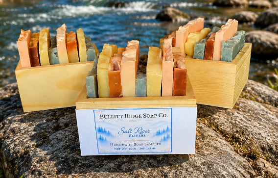 Soap Samples - Handmade in Kentucky-Simple, Traditional. Wooden Crate and Sisal Soap Saver  Included